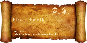 Plesz Henrik névjegykártya